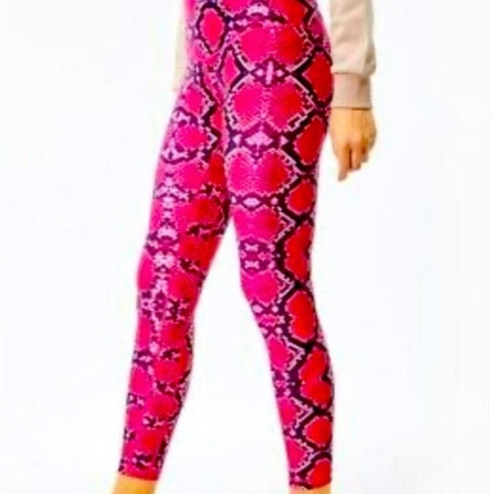 L'URV Vibrant Pink and Black Snake Print Leggings